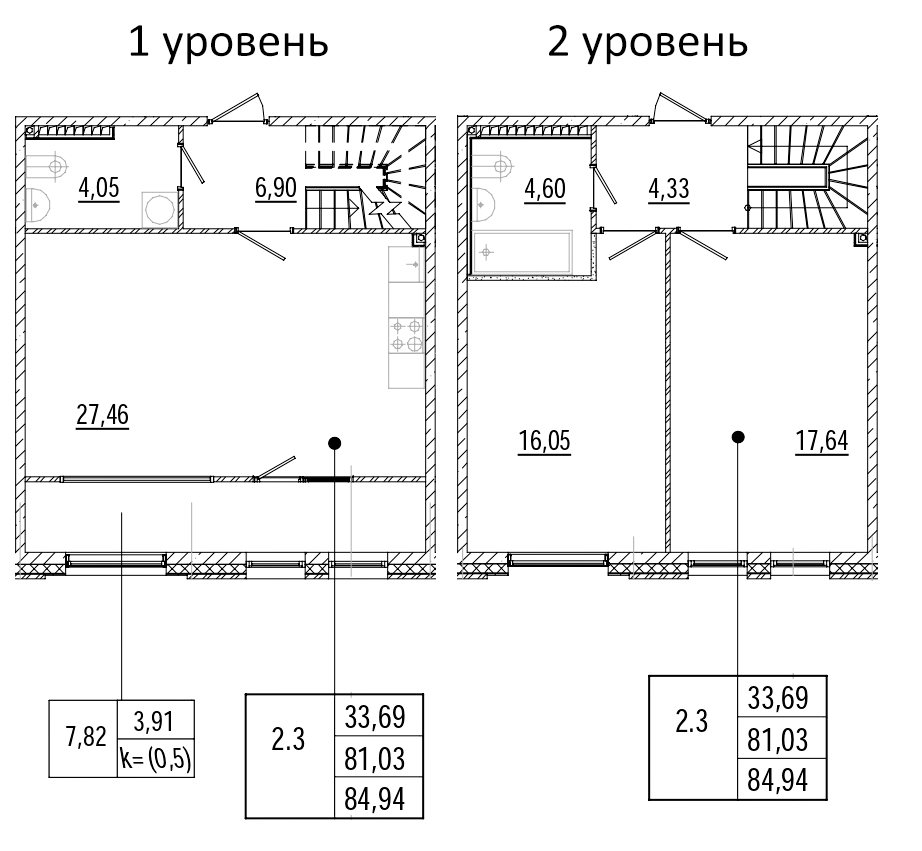 2-комнатная квартира 84.94 м², 6/6 эт., ЖК «Мануфактура James Beck»